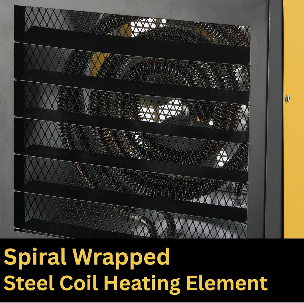 EWH5510 Electric Forced Air Heater with Remote Control 17,060 Btu, Yellow, Large | NO PLUG Hardwired Install