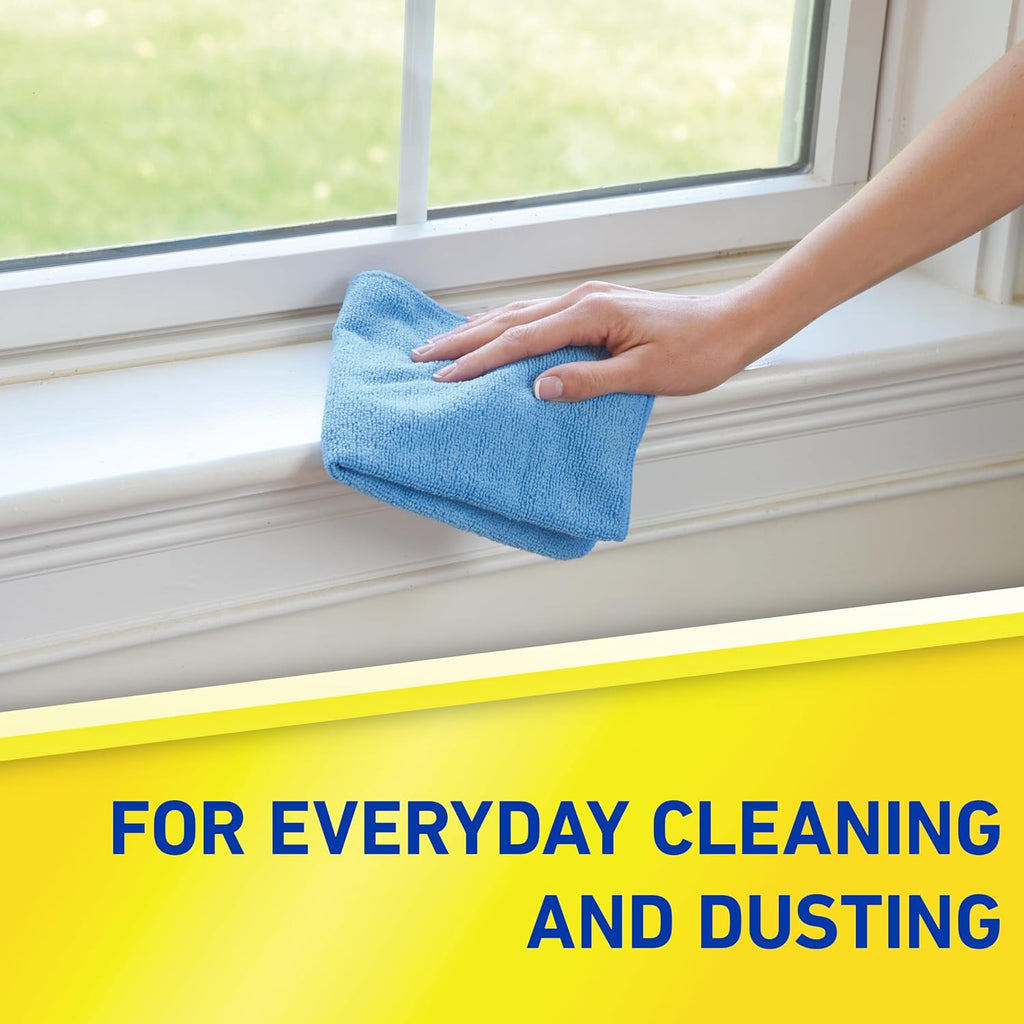 Microfiber Cleaning Cloth 14 x 14 Inches Blue Pack of 24 Washable and Reusable Ideal for Multi-Surface Indoor/Outdoor