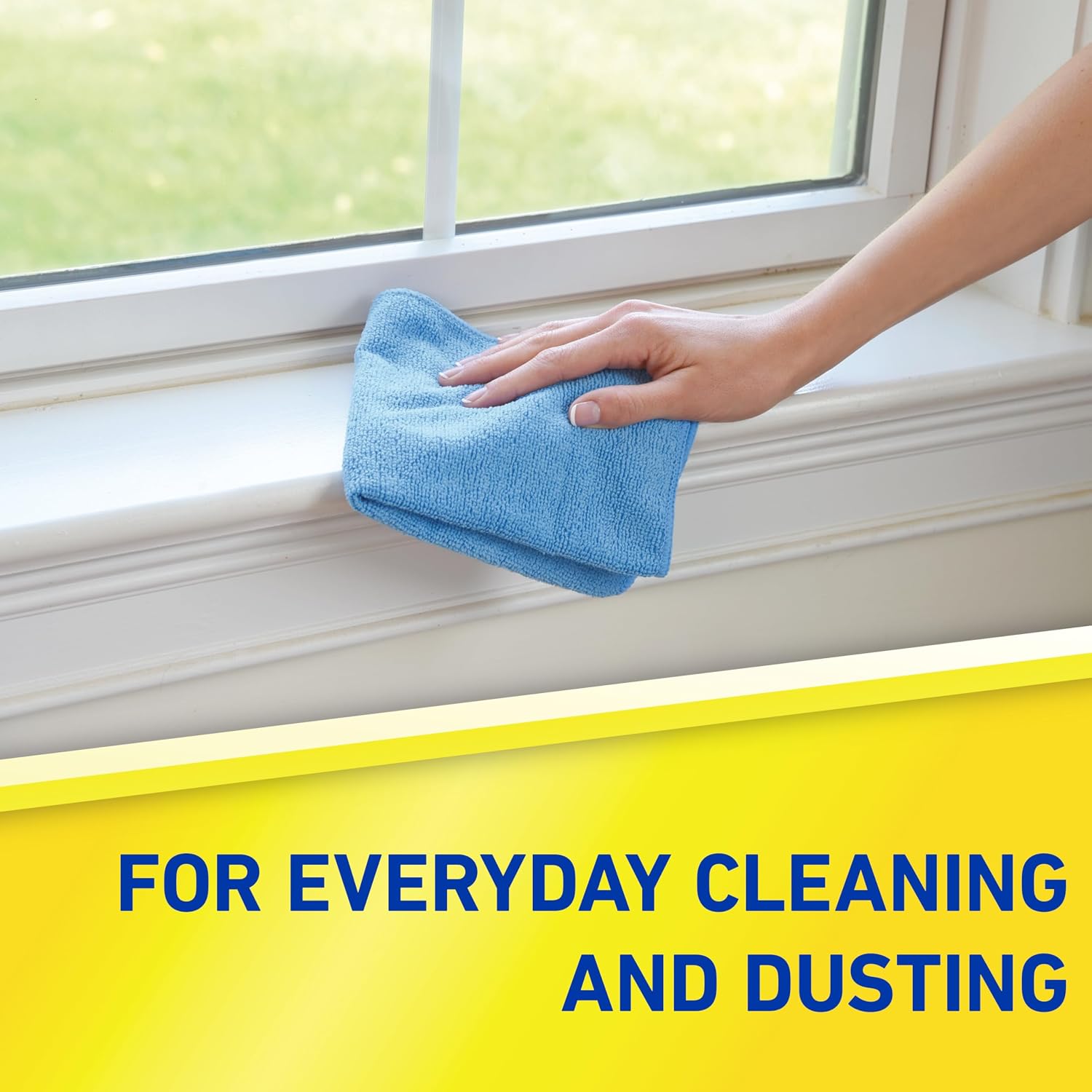 Microfiber Cleaning Cloth 14 x 14 Inches Blue Pack of 24 Washable and Reusable Ideal for Multi-Surface Indoor/Outdoor