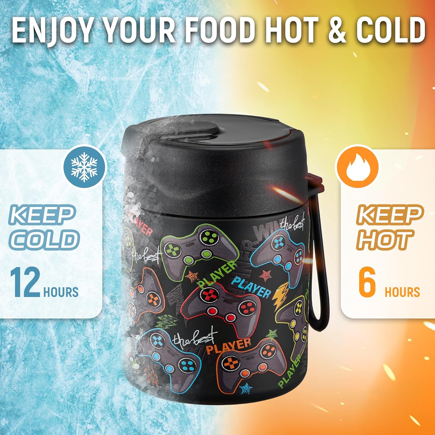 17oz Soup Thermo for Hot Food Kids Insulated Vacuum Food Jar with Stainless Steel Spoon Wide Mouth Thermo Leakproof