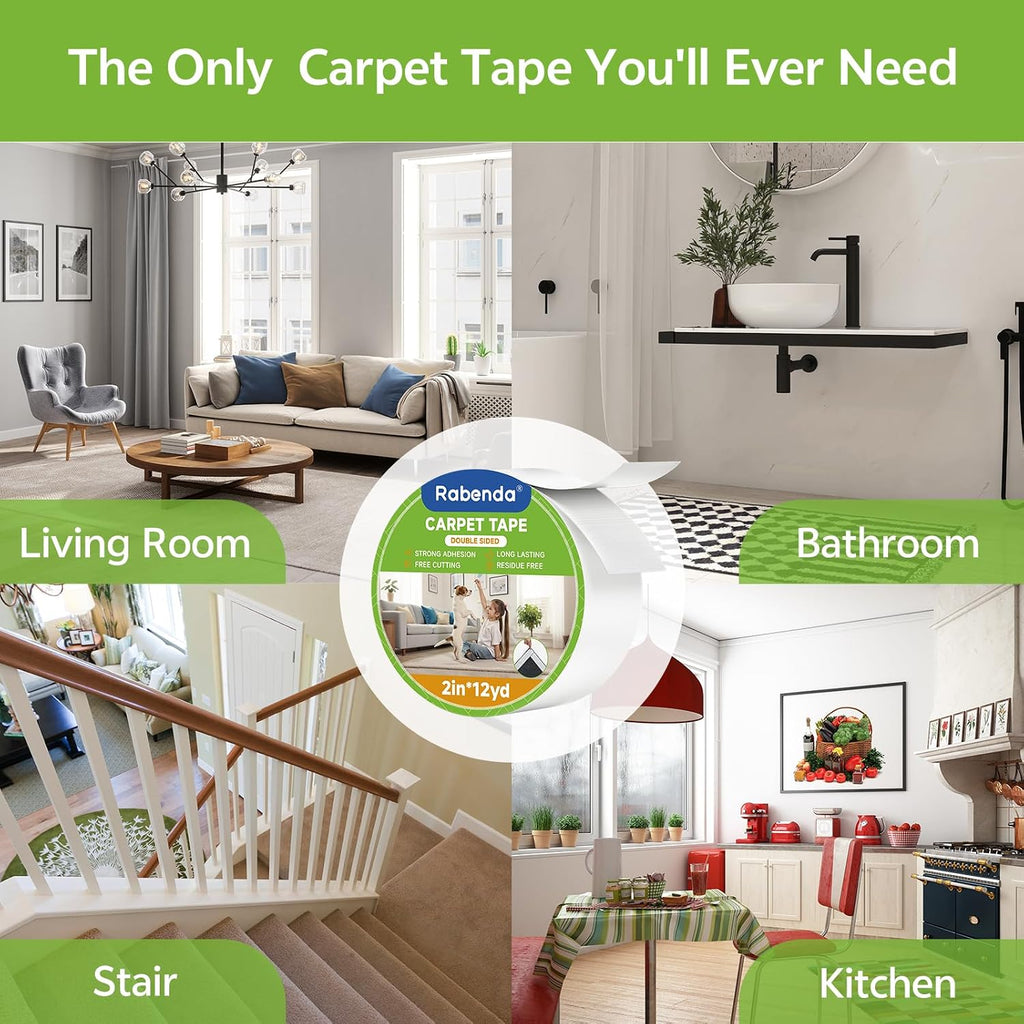 Double Sided Carpet Tape, Removable Rug Tape for Hardwood Floors