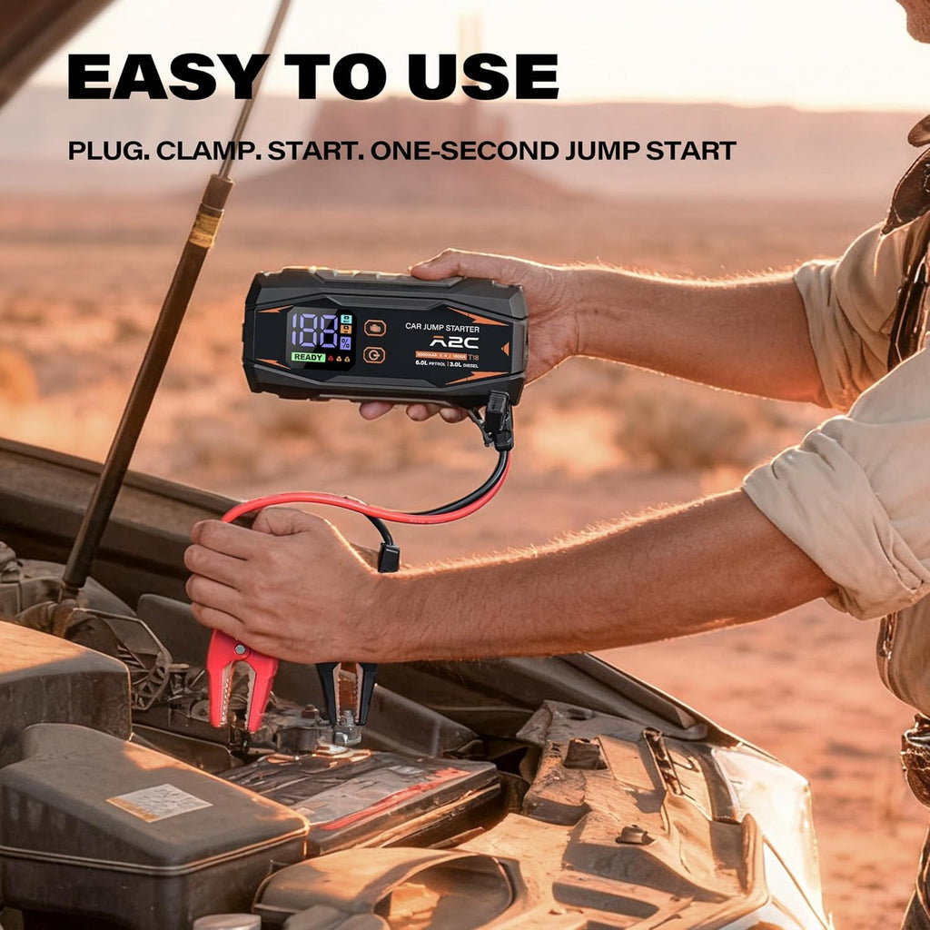 T18 1500A Portable Car Jump Starter, 44.4Wh / 12V Auto Battery Booster