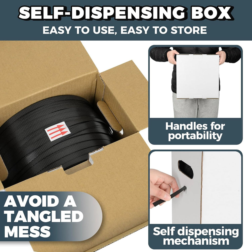 PP Strapping Banding Roll - 1000ft x ½’’ Standard PP Strappings Roll - Banding & Pallet Strap Kit - 400lb Break