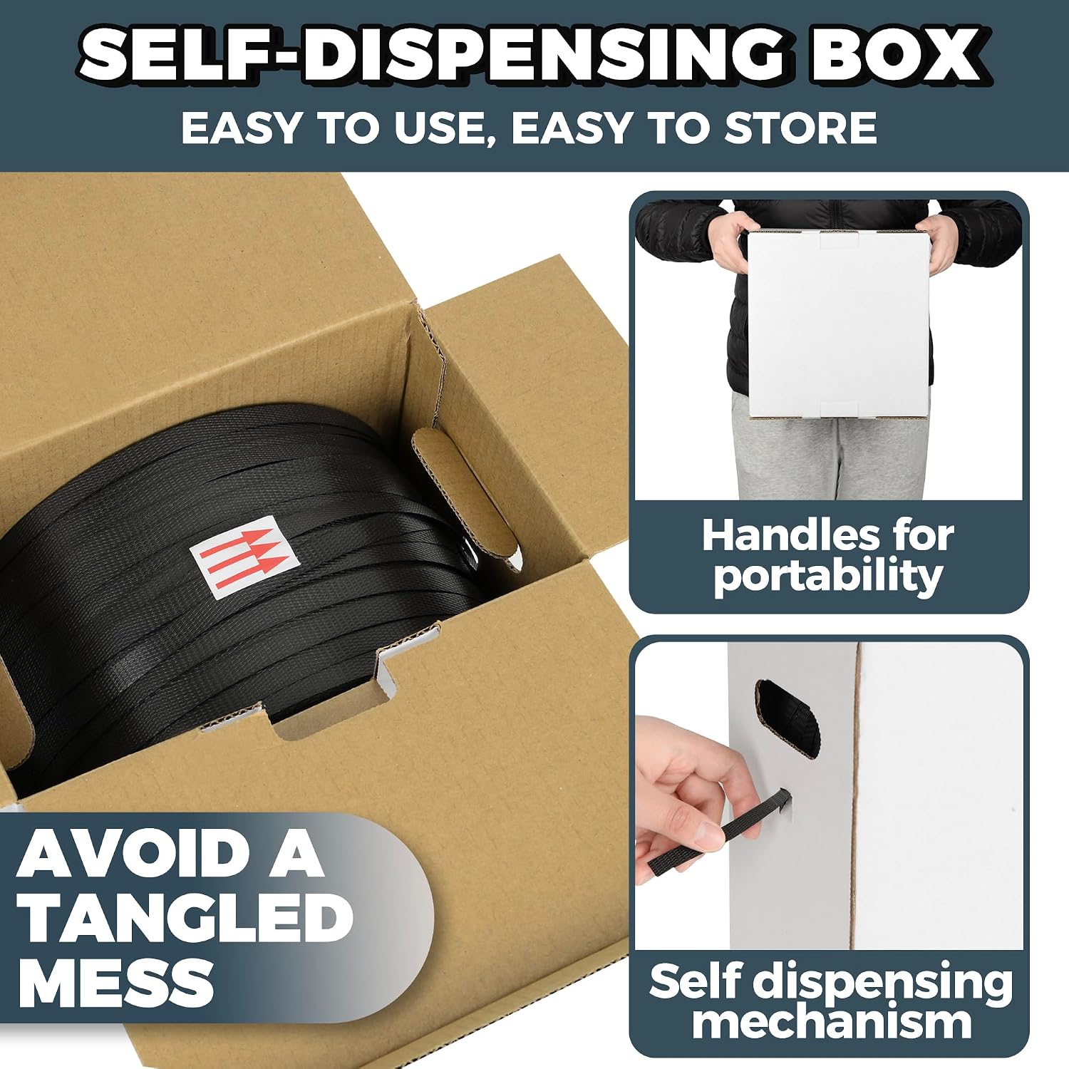 PP Strapping Banding Roll - 1000ft x ½’’ Standard PP Strappings Roll - Banding & Pallet Strap Kit - 400lb Break