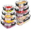 8 Pack Glass Food Storage Containers with Lids, Meal Prep Containers, Airtight Bento Boxes with Leak Proof Locking