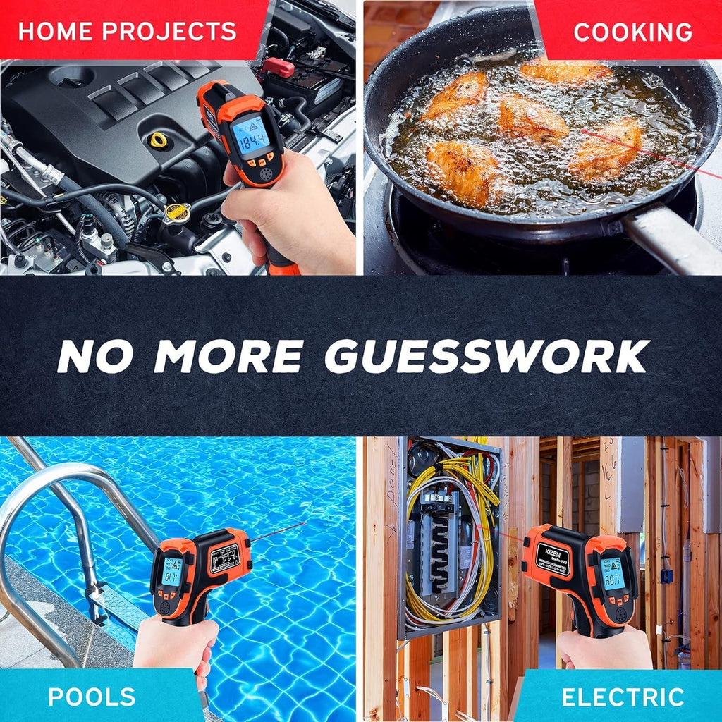 Infrared Temperature Gun - Handheld Surface Infrared Thermometer for Griddle, Grill, Pizza Oven, Candy, & A/C - Laser