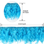 Aqua Blue Turkey Feathers Trim Fringe 5Yard 4-6inch