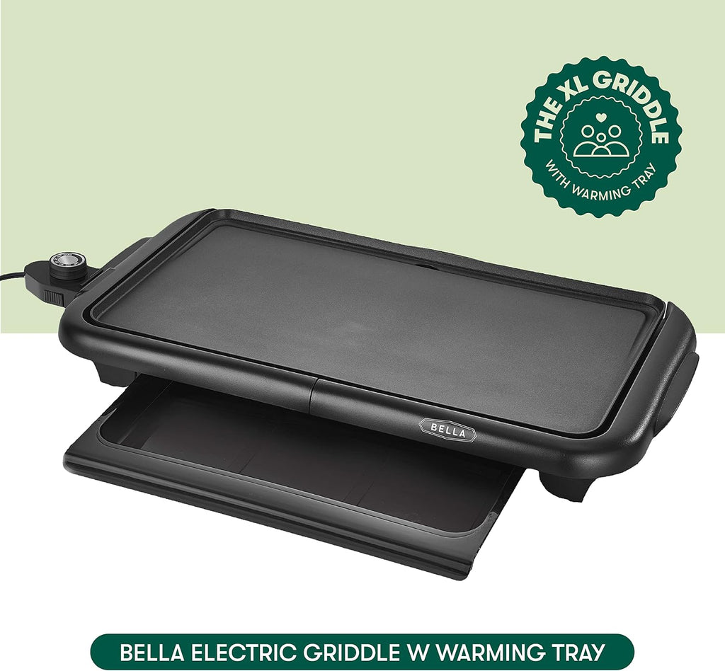 10"x18" Electric Griddle Non-Toxic, with Warming Tray, Copper/Black