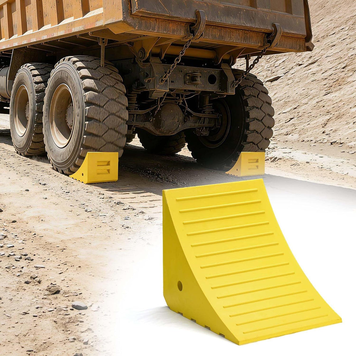 Extra Large Wheel Chocks for Tires Under 58" 180 Ton Load Capacity
