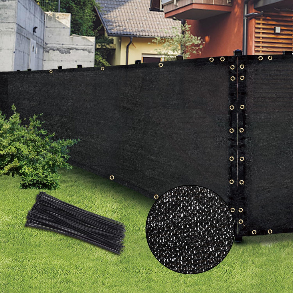 Black 6FT X 50FT Outdoor Privacy Screen Fence & Mesh Shade Net Cover, Ideal for Garden and Backyard - Enhances