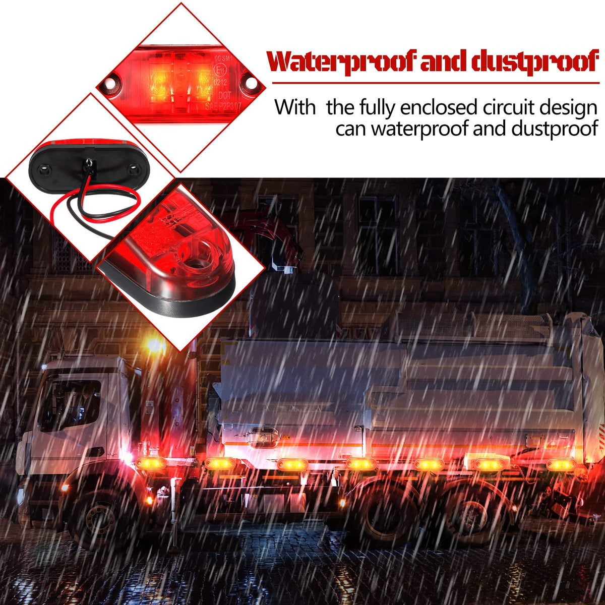 10 Pcs 2.5 Inch LED Trailer Side Marker Lights, Red