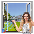 Magnetic Window Screen, 40x59in, White Frame Gray Fiberglass Mesh