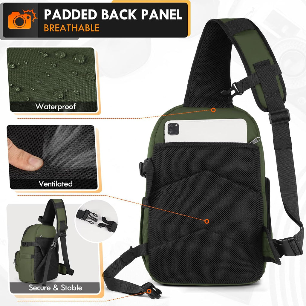 Camera Sling Bag, Small Dslr/Mirrorless Camera Bag & Case | Waterproof Camera Bags for Photographers, with Removable
