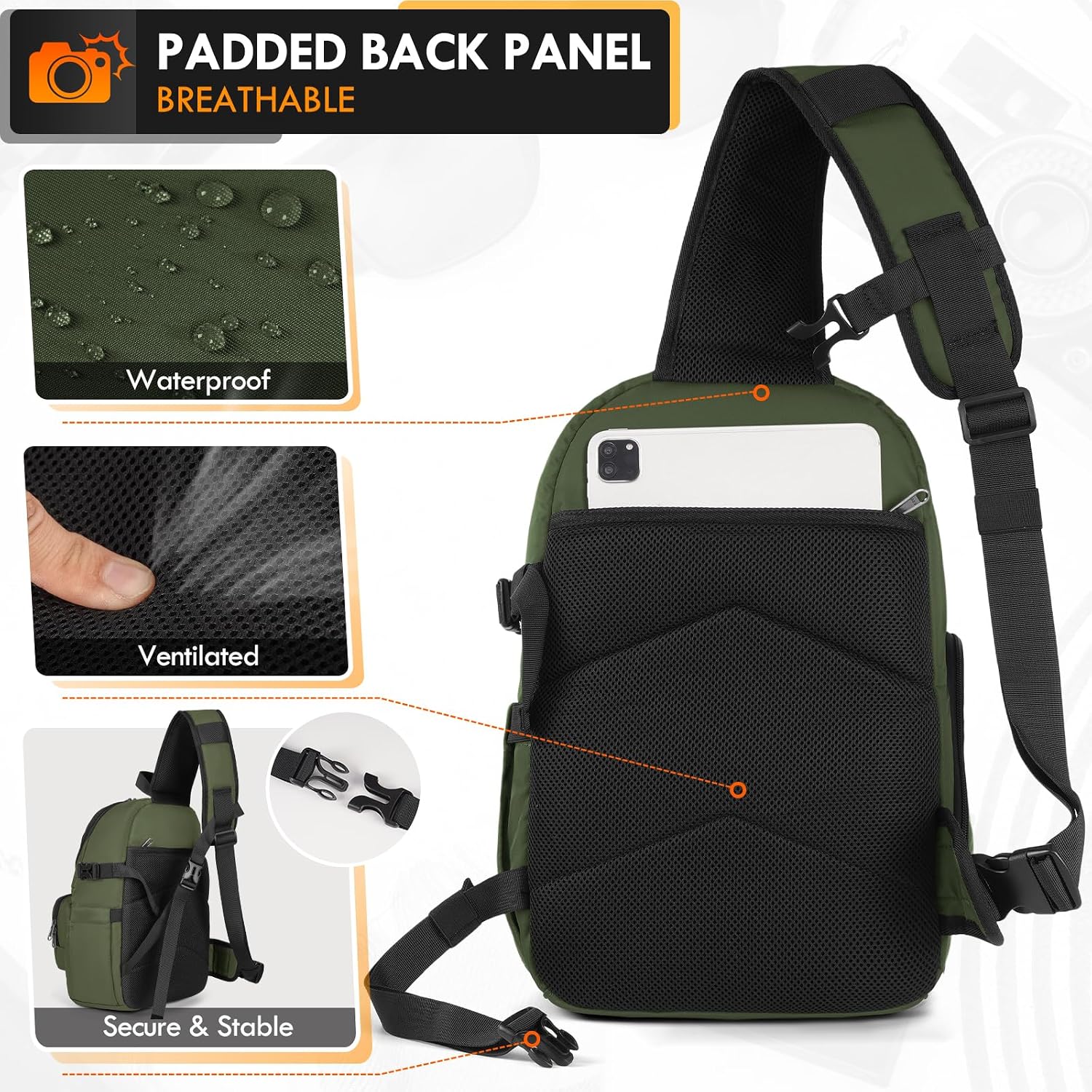 Camera Sling Bag, Small Dslr/Mirrorless Camera Bag & Case | Waterproof Camera Bags for Photographers, with Removable