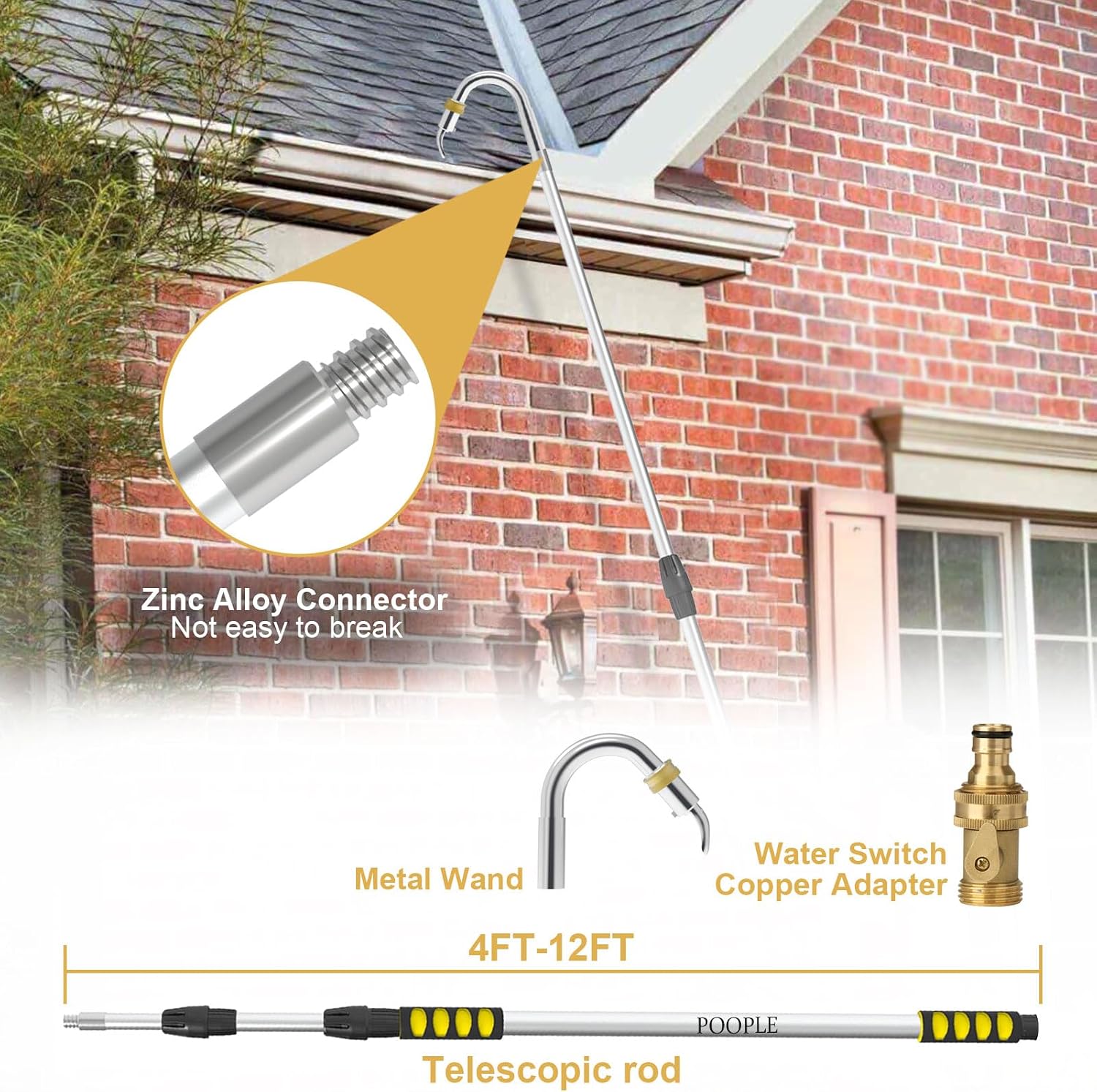 Gutter Cleaning Tools from The Ground, 20FT Reach Telescoping Gutter Cleaner Tool, Rain Gutters Cleaning Wand with