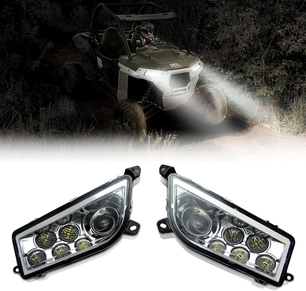 KEMIMOTO Front Headlight Compatible with Polaris RZR XP 1000