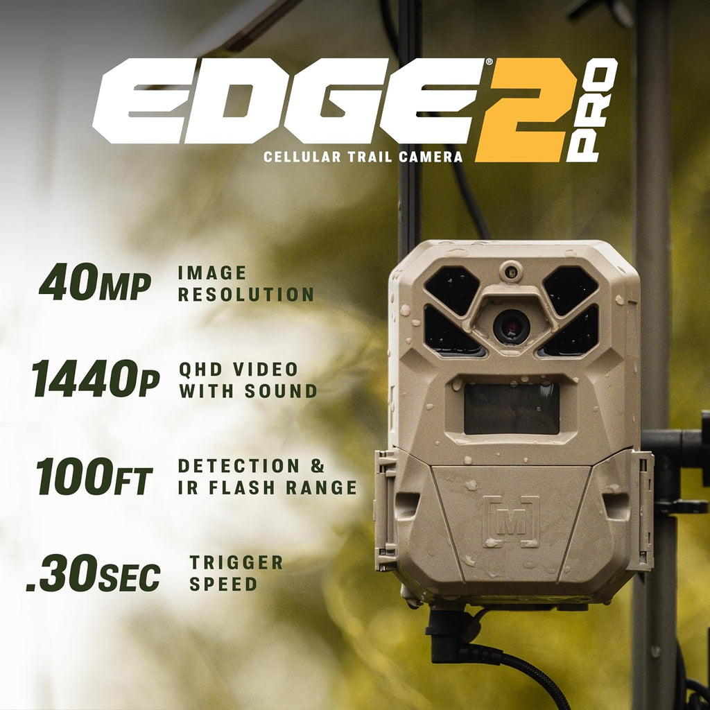 Edge 2 Pro Cellular Trail Camera - Auto Connect Nationwide 4G LTE - On Demand 40MP Photo - 1440P Video with HD Audio