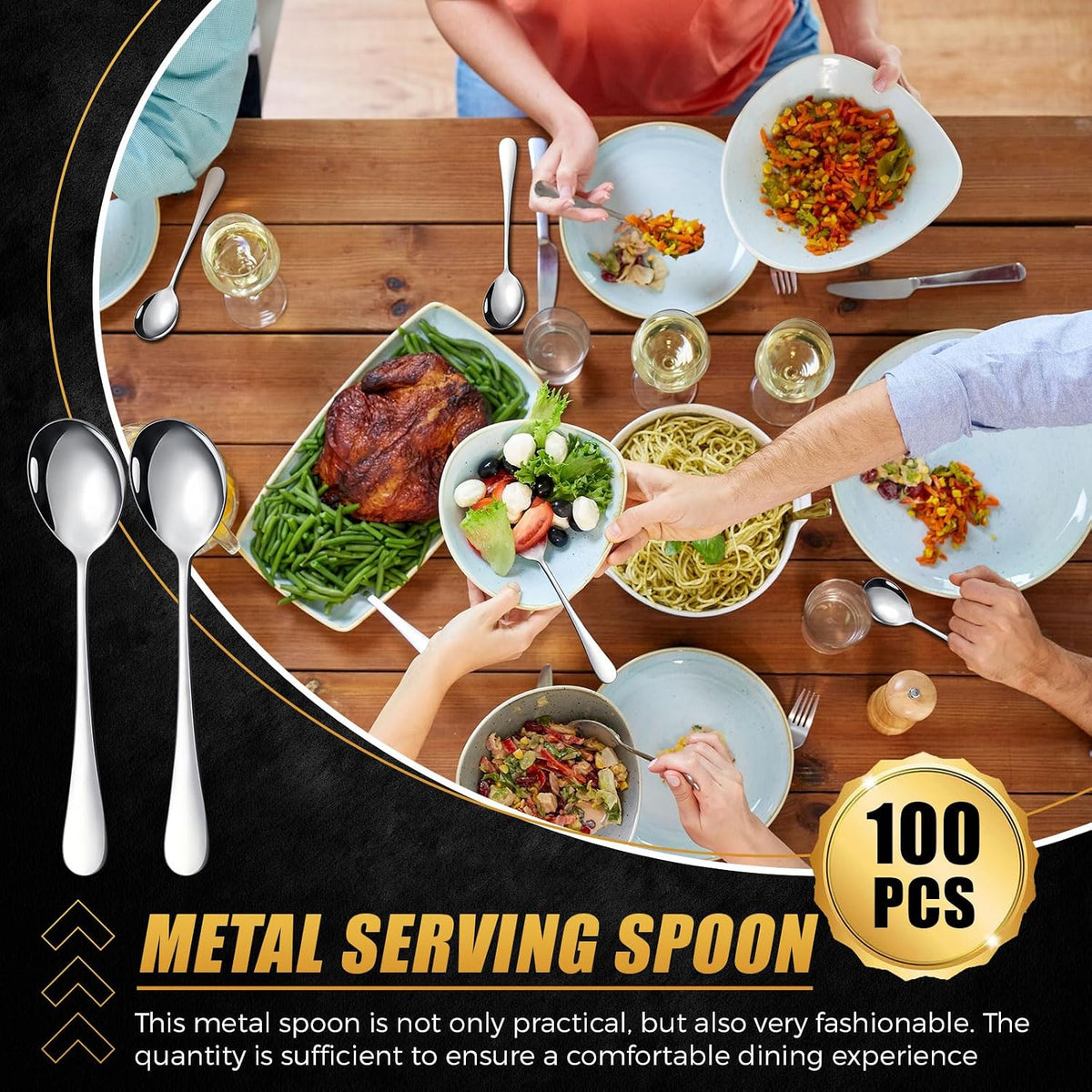 100 Pcs Soup Spoons Bulk, Stainless Steel, Silver