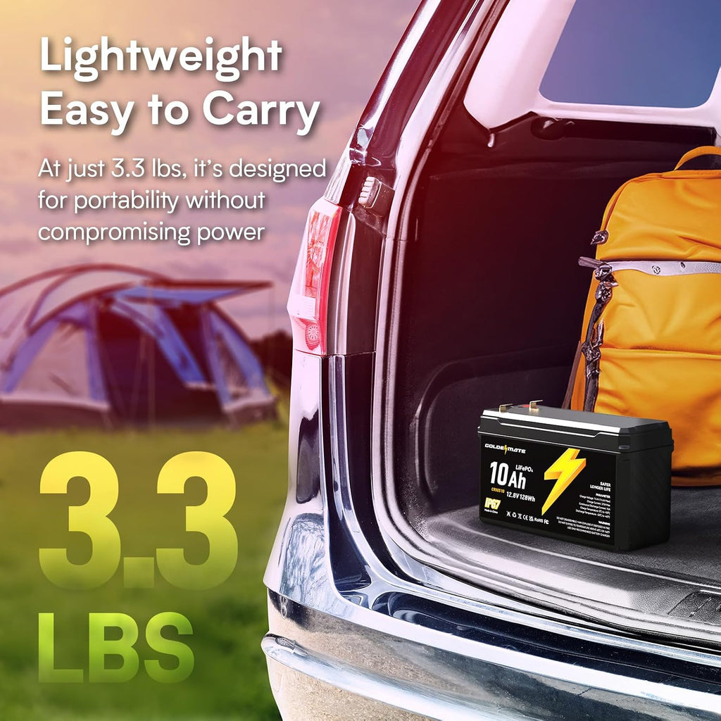 12V 10Ah Lithium LiFePO4 Battery(2 Packs), IP67 Waterproof | 5000+Deep Cycles, Lithium Iron Phosphate Battery