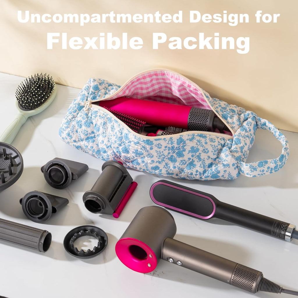 Hair Tools Travel Bag, Quilted Hair Tool Bag for Dyson Airwrap & Shark FlexStyle, Hair Dryer & Curling Iron Storage