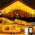 Icicle Lights Christmas Lights Outdoor 49.2 Ft 440 LED Extendable Dripping Lights 8 Modes Warm White Icecycle String