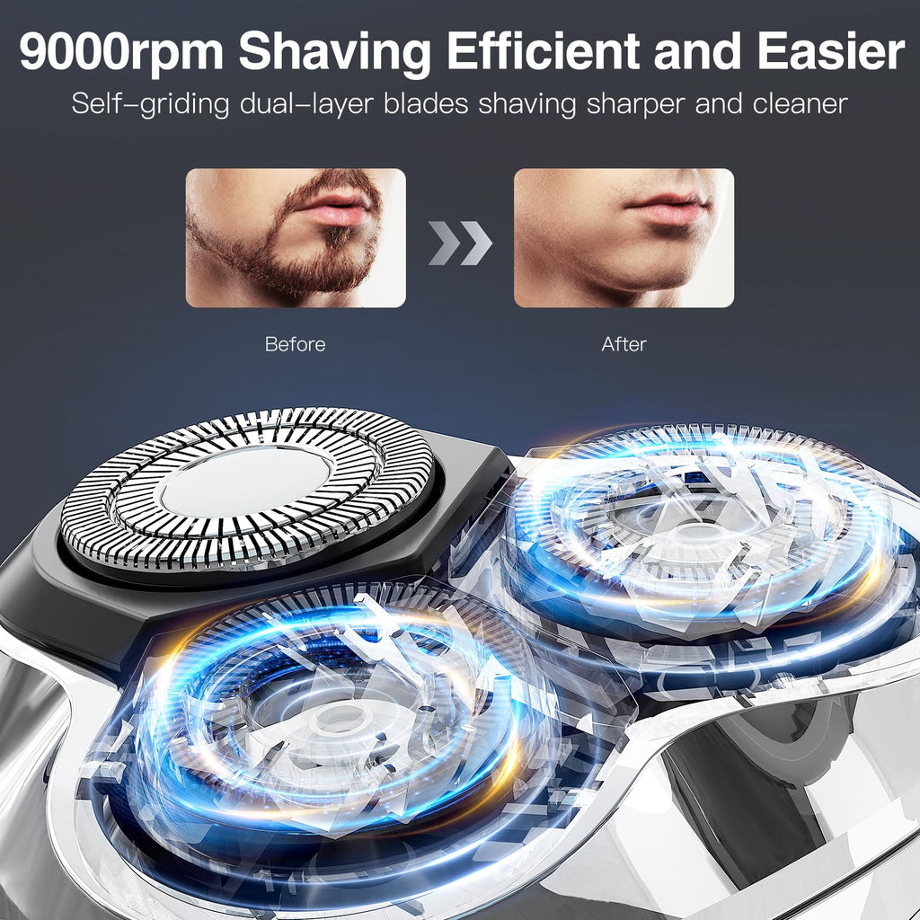 Electric Razor for Men, 9000 RPM Smooth Rotary Shaver