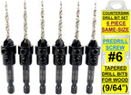 FTG USA 6 Pc #6 (9/64") Countersink Drill Bit Set with Tapered Drill Bits