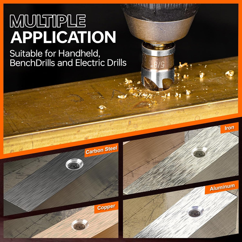 Matework 6Pcs Countersink Drill Bit Set, M2 Cobalt HSS 1/4" Hex Shank