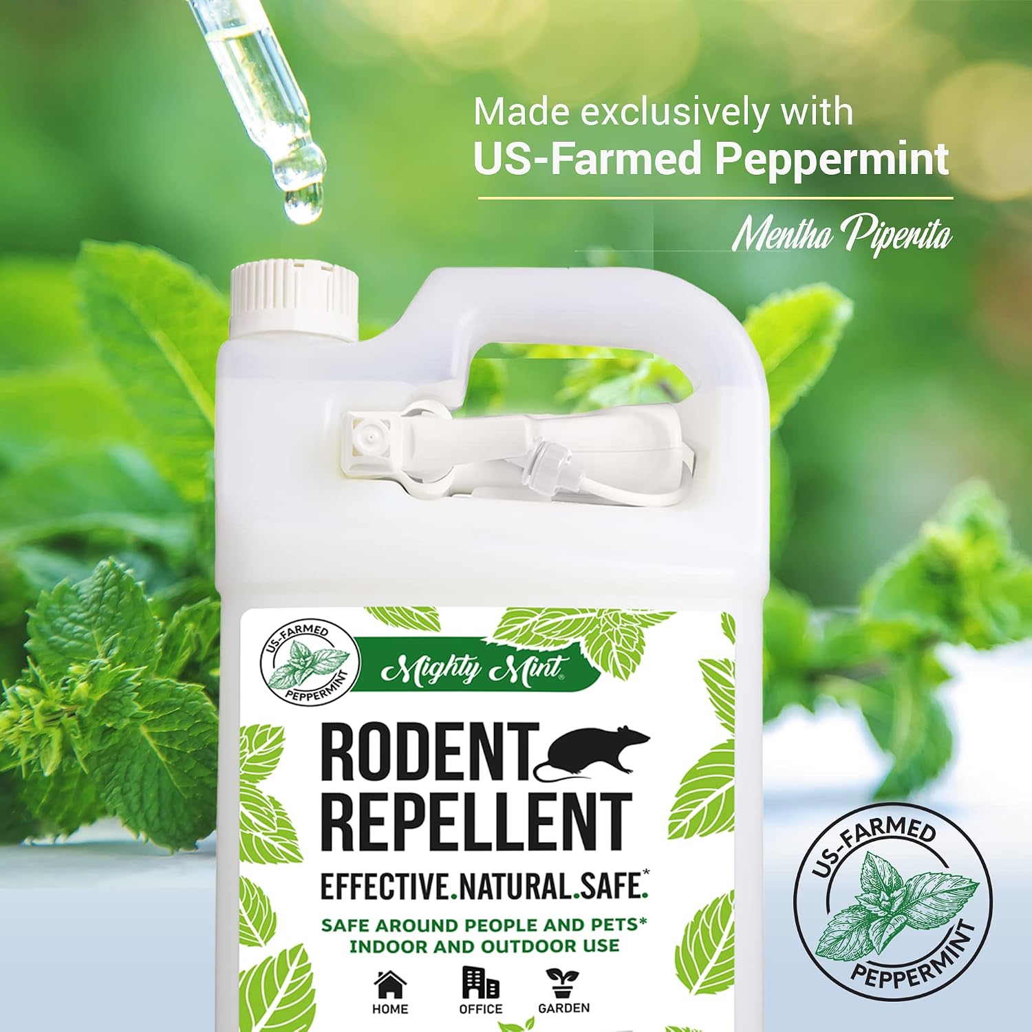 Peppermint Oil Rodent Repellent Spray, 1 Gallon (128 oz) | Natural Indoor & Outdoor Control for Mice and Rats