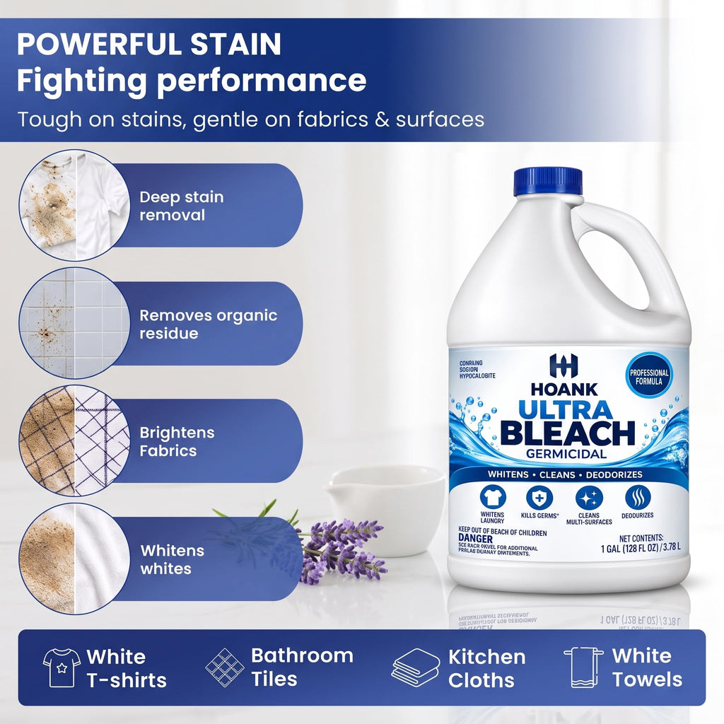 (6 Gallons Ultra Germicidal Liquid Bleach - For Laundry, Disinfecting, Sanitizing, Deodorizing, Mold & Mildew Stain