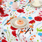 Rectangle Waterproof Vinyl Table Cloth, Wipeable Tablecloth with Flannel Backing, Plastic Table Cover for Dinner