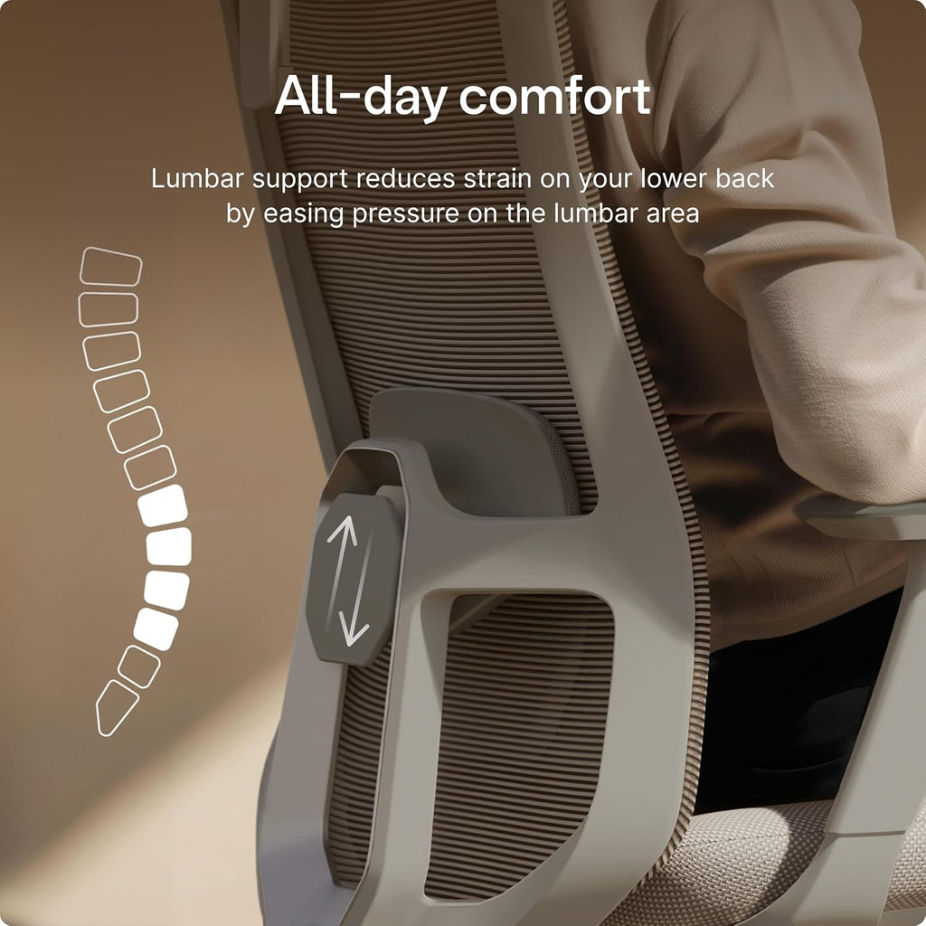 Ergonomic Office Chair — Adjustable Desk Chair with Lumbar Support, Headrest, Armrests, Breathable Mesh Back, Height