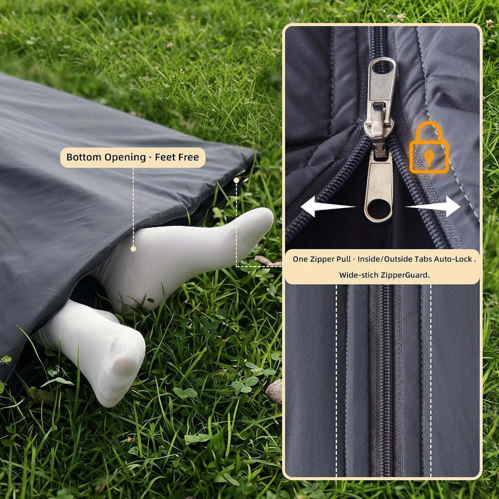 Lightweight Compact Adult Sleeping Bag for Backpacking, Camping & Hiking | 1.5lb ultralight,packs