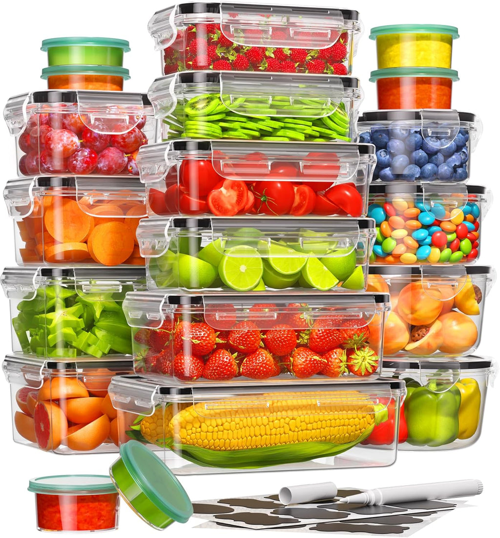 40 Piece Food Storage Containers with Lids(20 Containers & 20 Lids), BPA-Free Plastic Food Containers for Kitchen