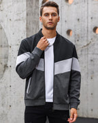 Men's Lightweight Jacket Casual Bomber Jacket Color Block Varsity Coat