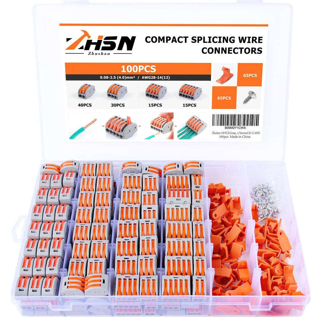 230 PCS Lever Wire Connectors Nuts Kit - Electrical Connectors 28-12 AWG, 2/3/4/5 Conductor Combination - Compact
