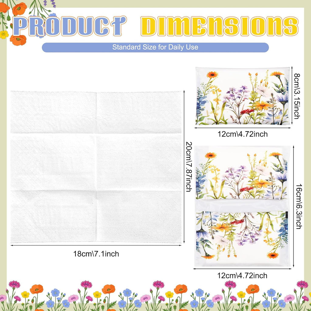 24 Packs Wildflower Pocket Tissues Bulk Slim Facial Tissues