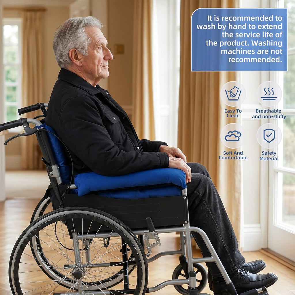 Wheelchair Cushions，Pressure Pain Relief Accessories with Armrest Covers. Supports Coccyx & Back, Non-Slip. Fits 18"