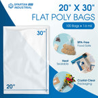 20" X 30" Open End Large Clear Plastic Bags (100 Count) - 1.6 Mil