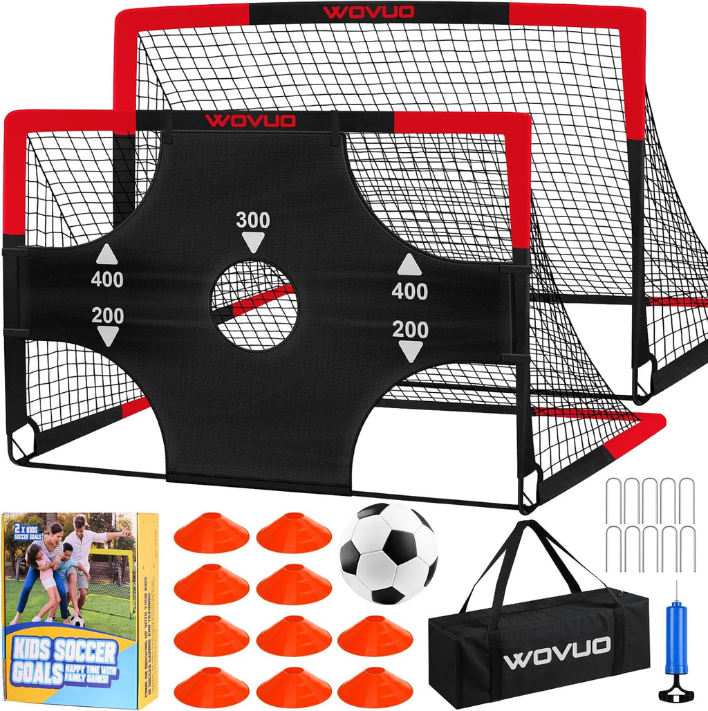 Kids Soccer Goals for Backyard Set of 2, 6x4 ft Portable Toddler Soccer Goal Training Equipment with Soccer Target