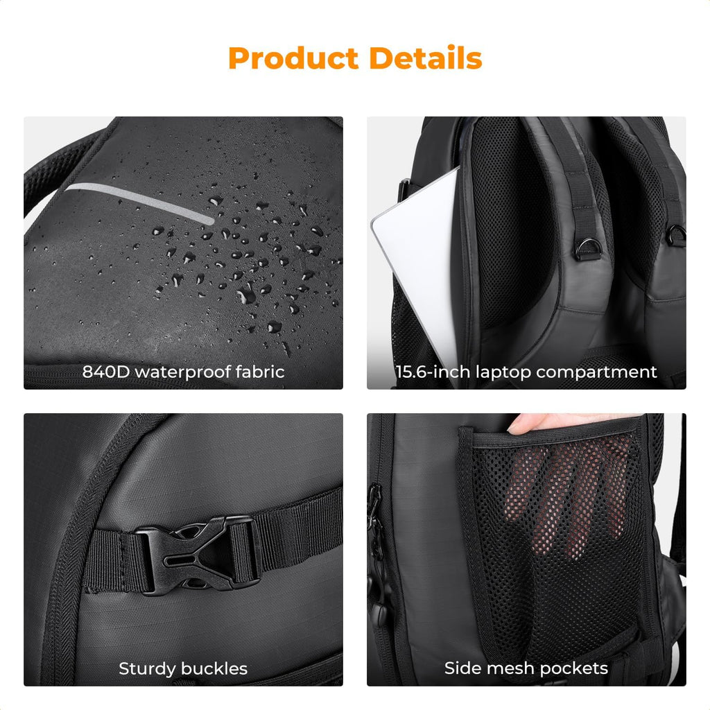 Camera Backpack,25L Large Capacity Camera Bag for Photographers | Raincover, 15.6 Inch Laptop Compartment, Compatible