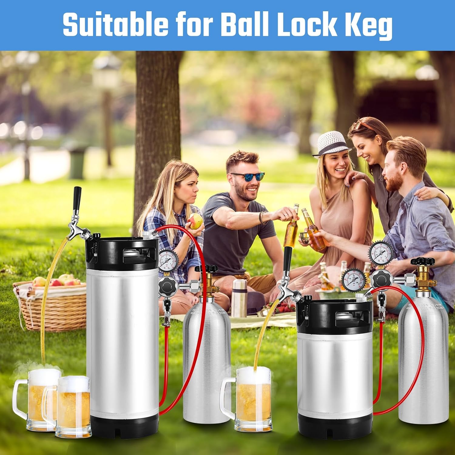 Ball Lock Tap Corny Keg Faucet Adapter, 2Pcs Ball Lock Quick Disconnect Kits for Cornelius Kegs Ball Lock Kegs, Draft