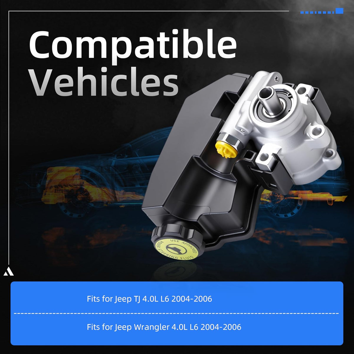 Power Steering Pump, 20-1037, for Jeep TJ for Wrangler 2004-2006