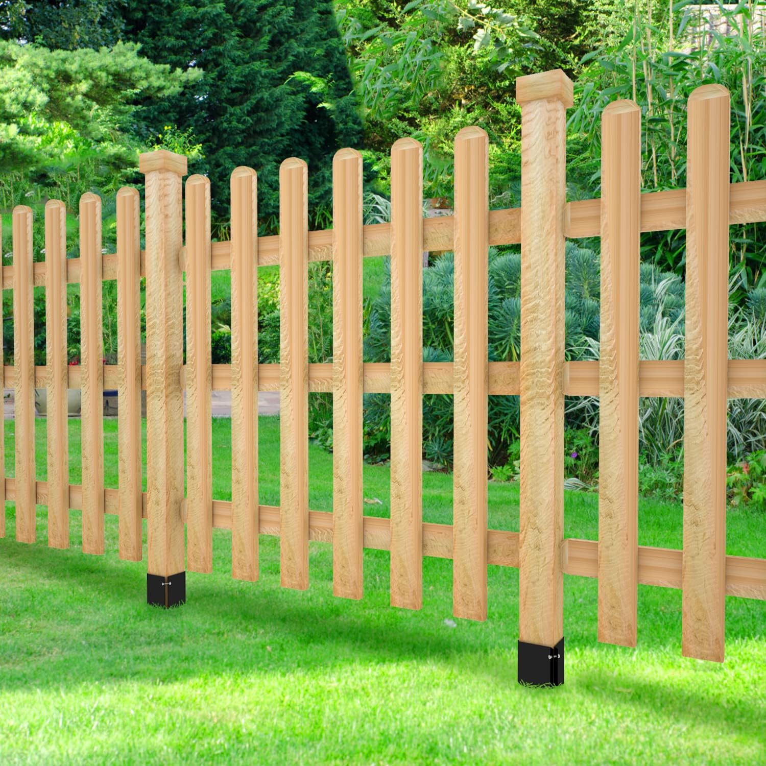 Fence Post Anchor 32 inch Ground Spike Heavy Duty Black Powder Coated Fence Stakes Post Base for Mailbox, 32 x 4 x 4