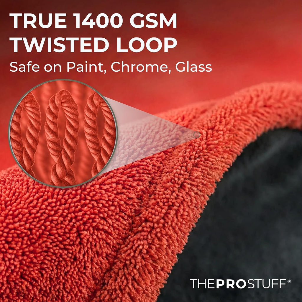 THEPROSTUFF Extra-Large Car Drying Towel 1400 GSM - Ultra Absorbent Twisted Loop Microfiber Towel, Scratch-Free