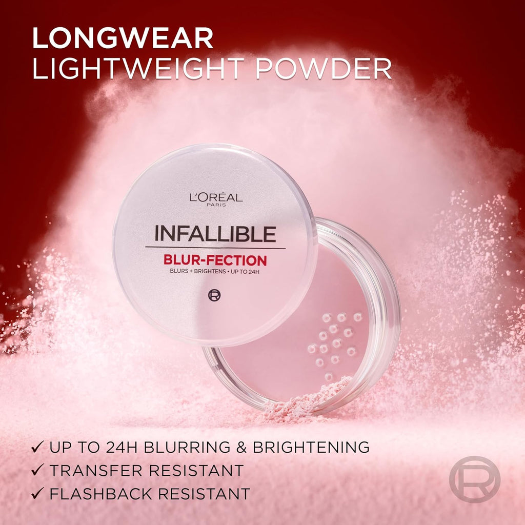 Infallible Blur-fection Longwear Loose Setting Powder, Blurring Face Powder With Up to 24HRs of Wear, Brightening