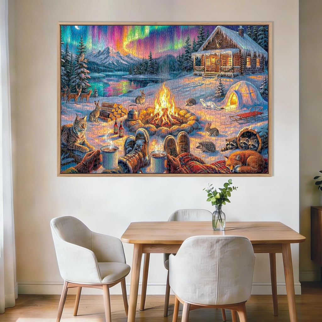 Aurora Winter Cabin Puzzles for Adults 1000 Pieces,Impossible Hard Challenging Jigsaw Puzzles for Adults,Puzzle with