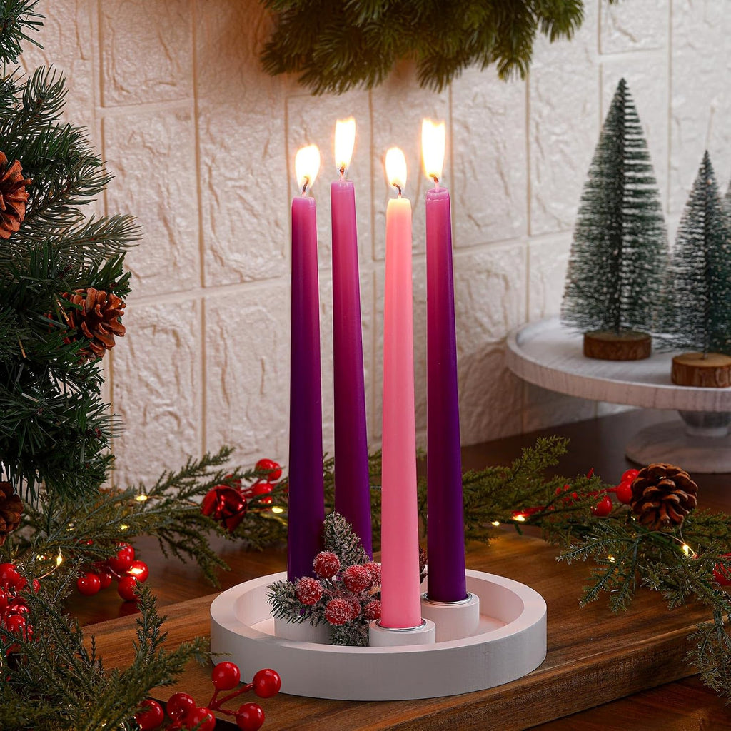 12 Pcs Advent Candle Holder 7 Inch Taper Candles,White,Classic