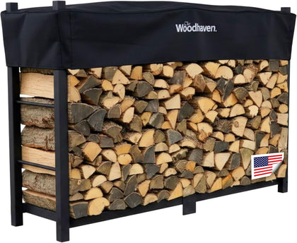 6-Foot Firewood Rack Outdoor – American Brand – 1/3 Cord Capacity Raised Lumber Storage Rack – Keeps Wood Dry & Ready