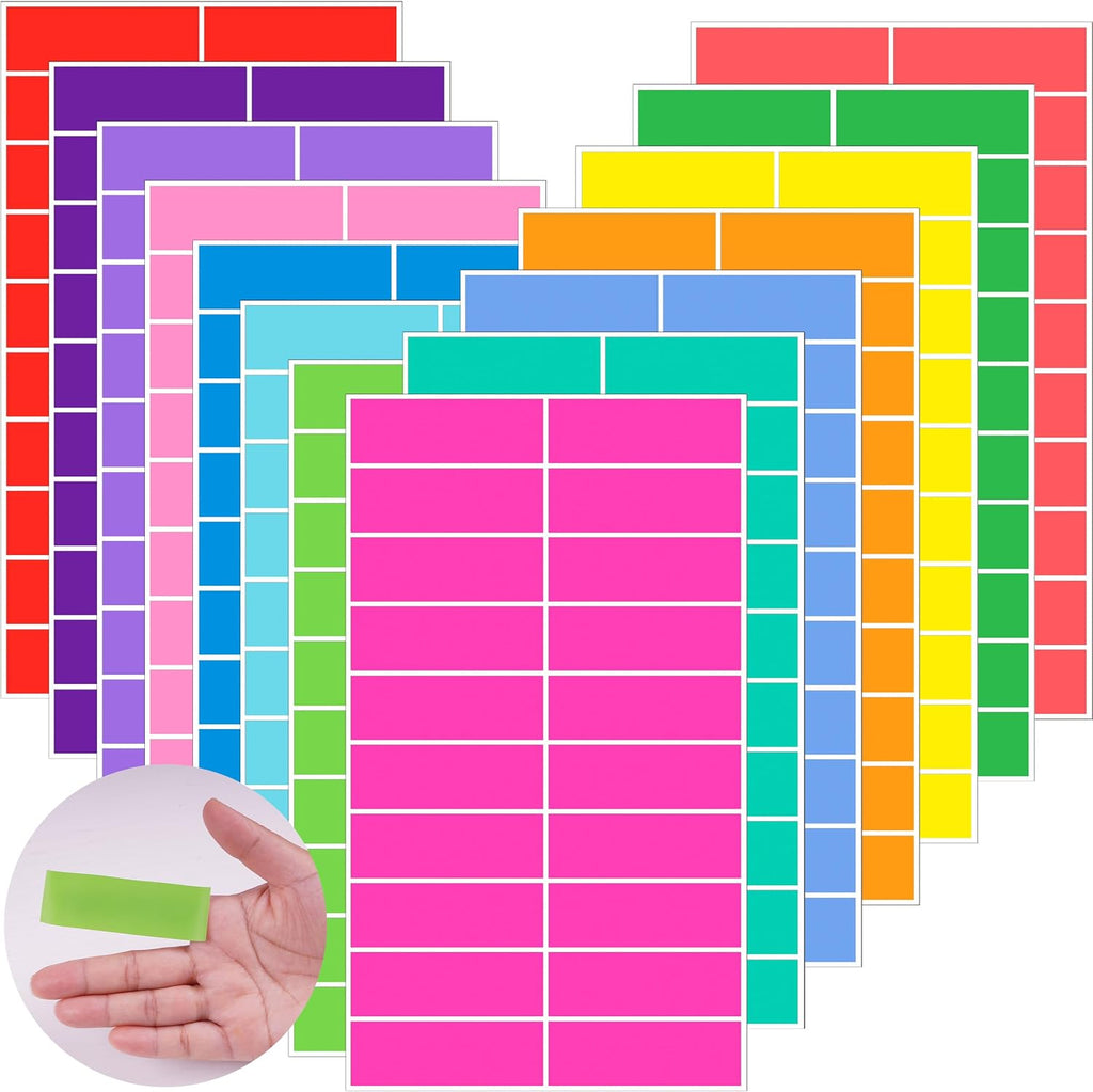 3" x 1" Colored Label Stickers, 840 Pcs in 14 Colors Rectangle Labels